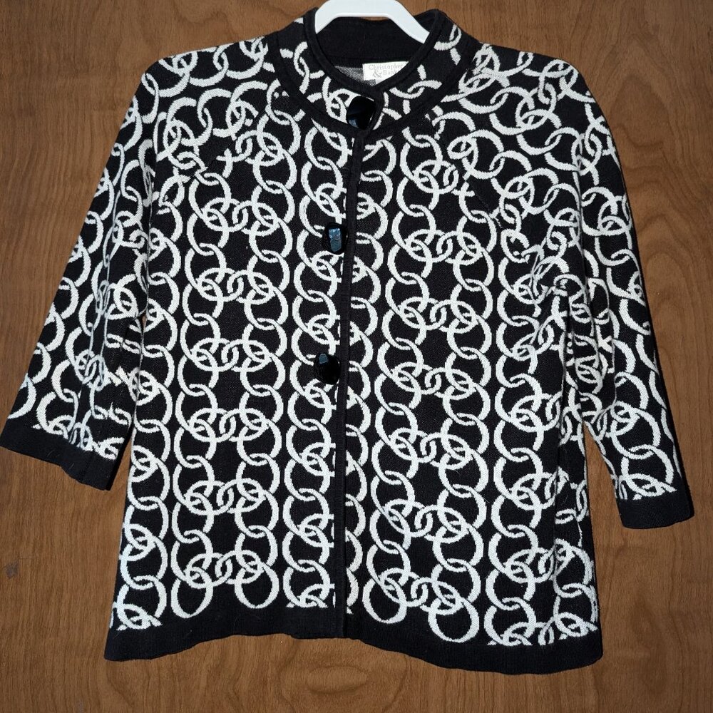 Christopher & Banks black and white 3/4 sleeved sweater